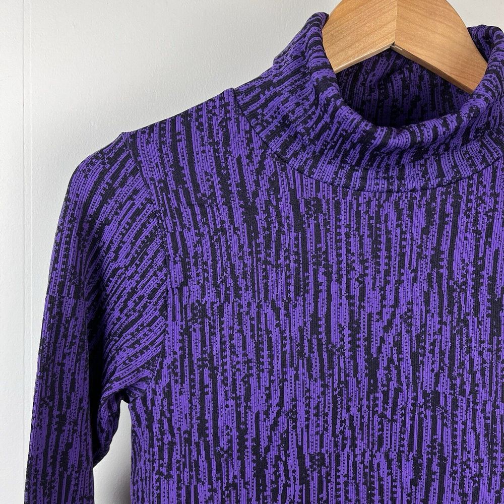Athleta Flurry Elemental Turtleneck Top Black Purple Seamless Womens Medium
